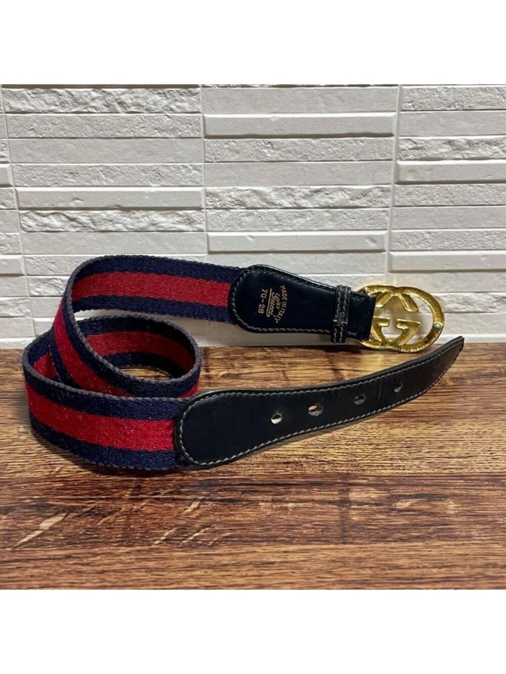 Gucci Sherry GG Gold Buckle Belt Leather Canvas - Picture 4 of 10